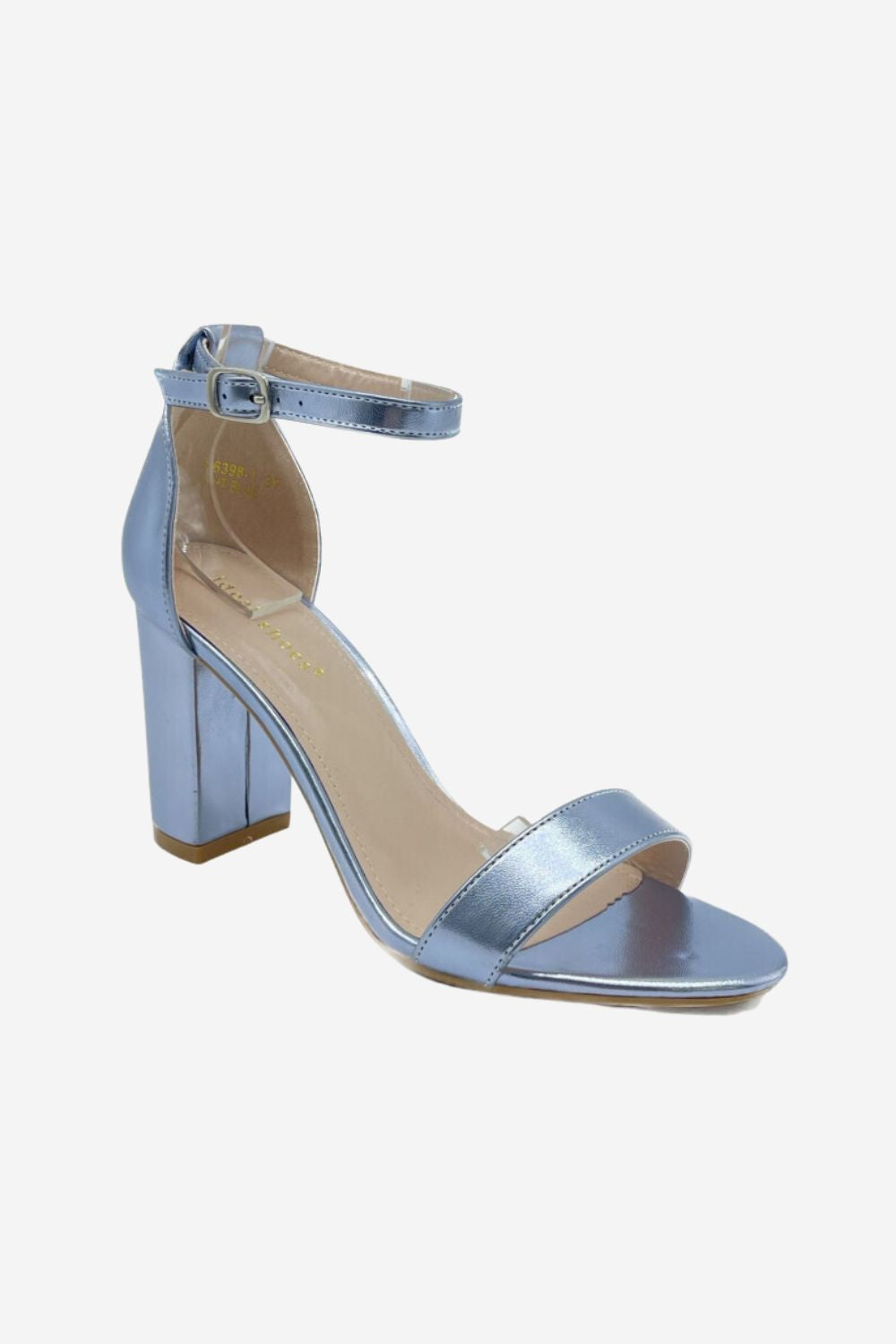 Tyla Block Heel Sandals in Metallic Blue