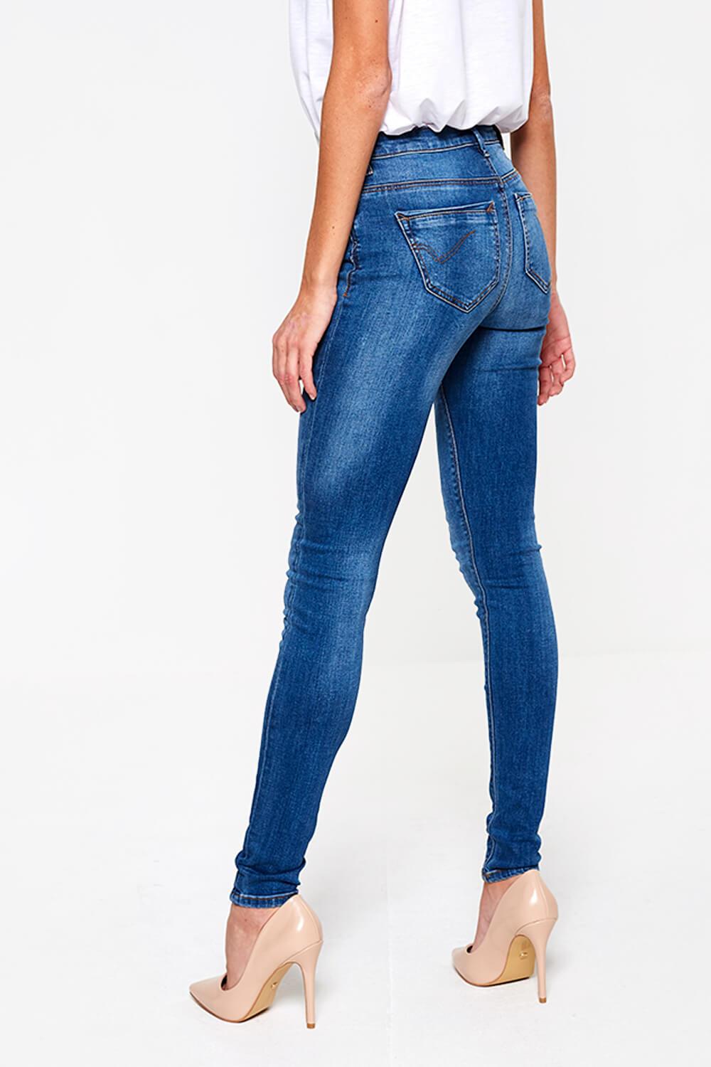 Paola High Waist Skinnies in Mid Wash