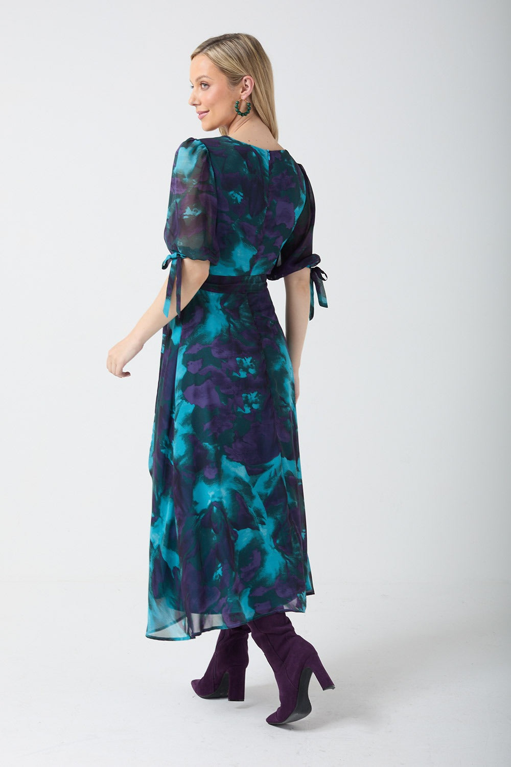 Tina Print Midi Dress in Blue