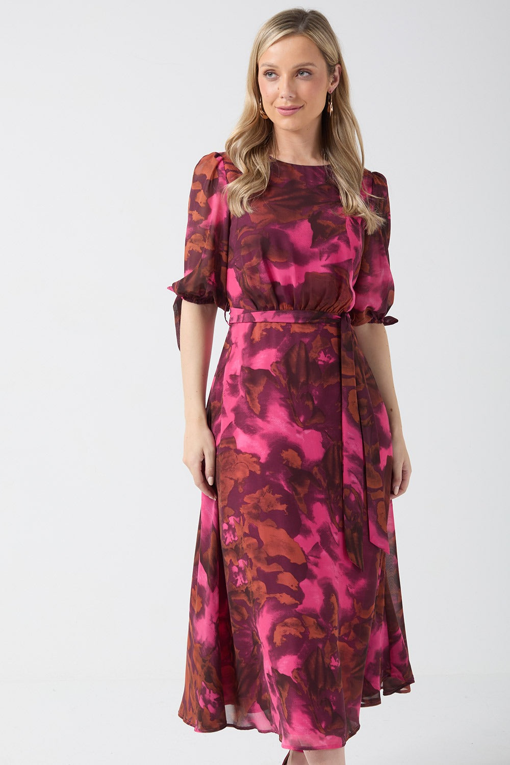 Tina Print Midi Dress in Pink