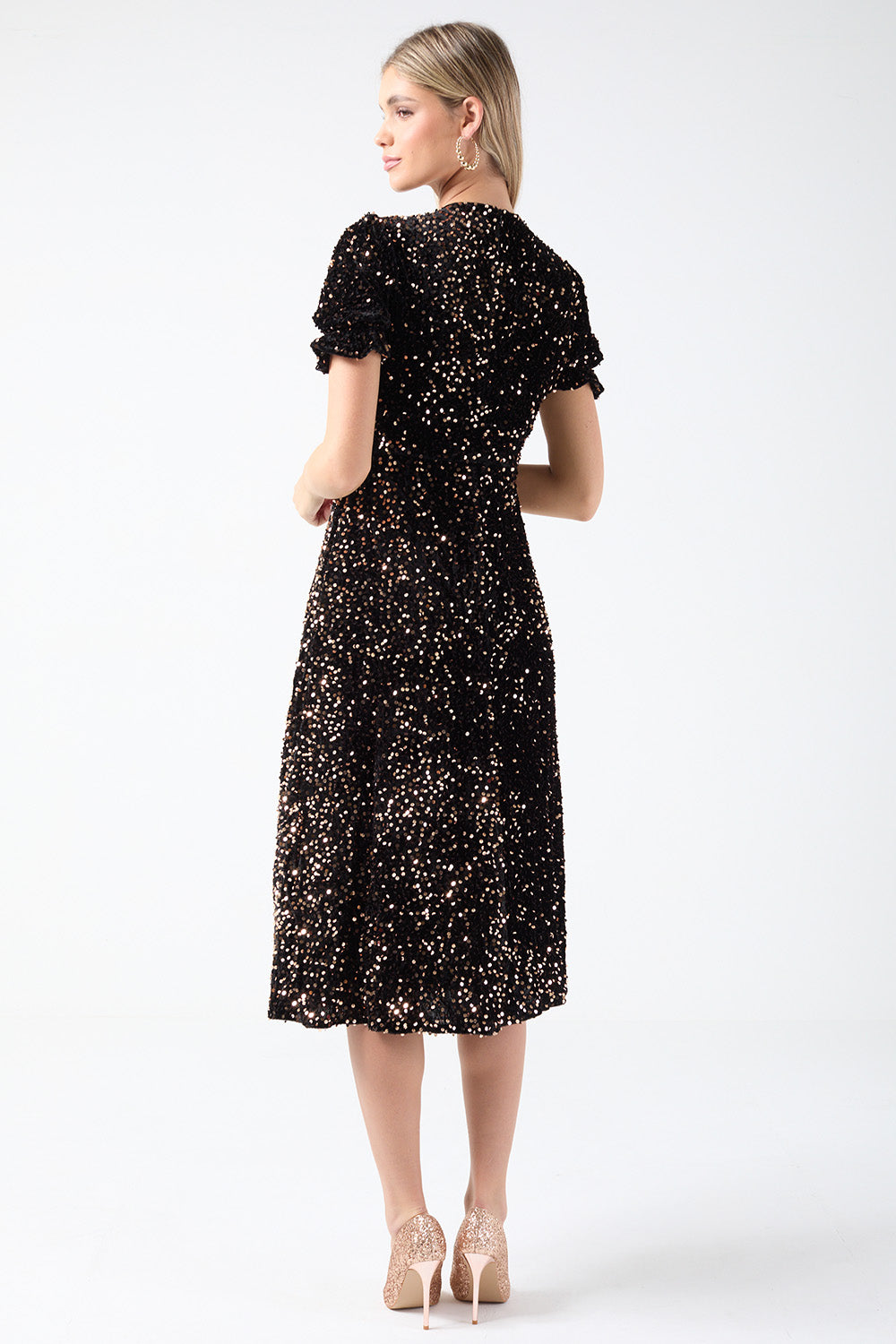 Mags Sequin Dress in Black Gold