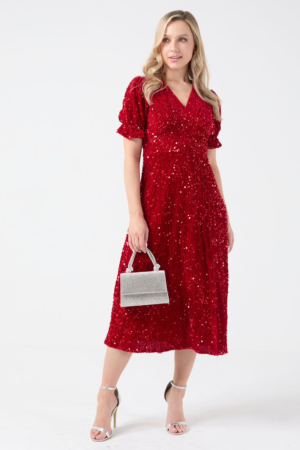 Mags Sequin Dress in Red