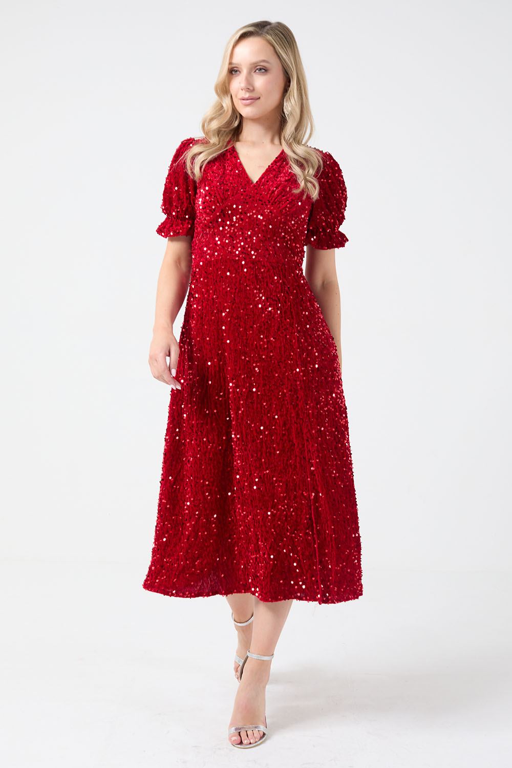 Mags Sequin Dress in Red