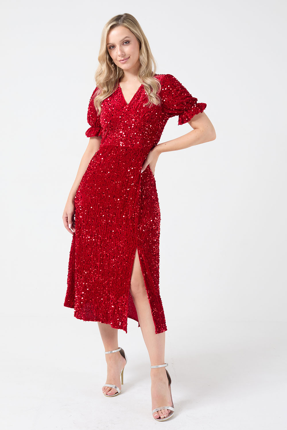 Mags Sequin Dress in Red