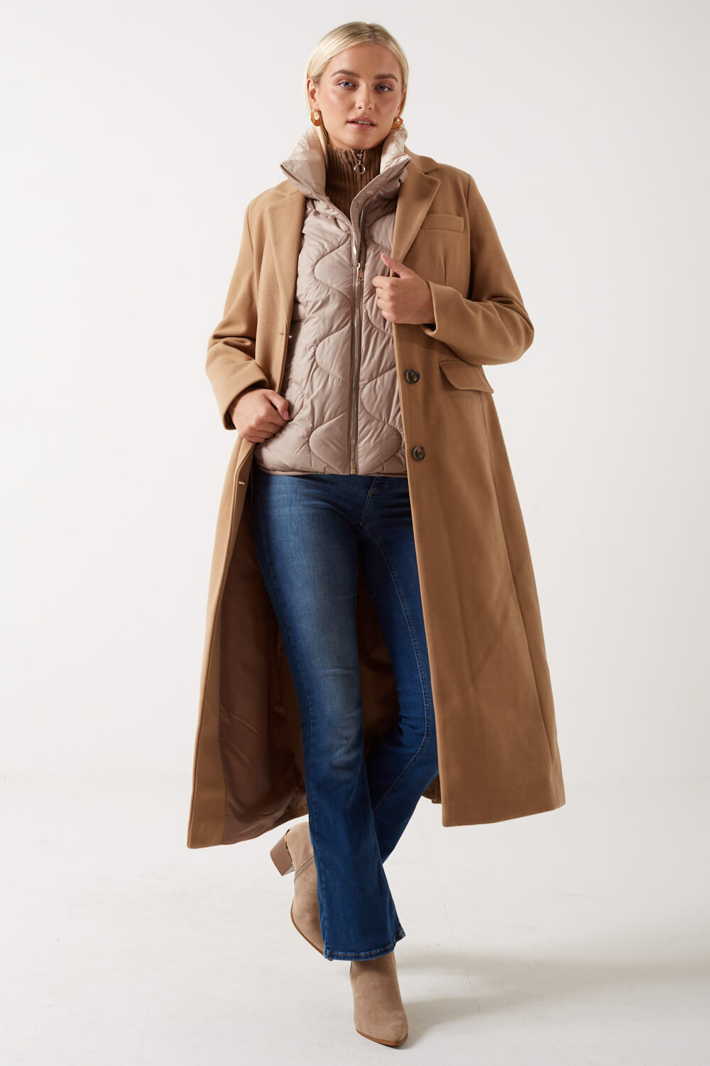 Leise Zip Highneck Knit Jumper in Taupe