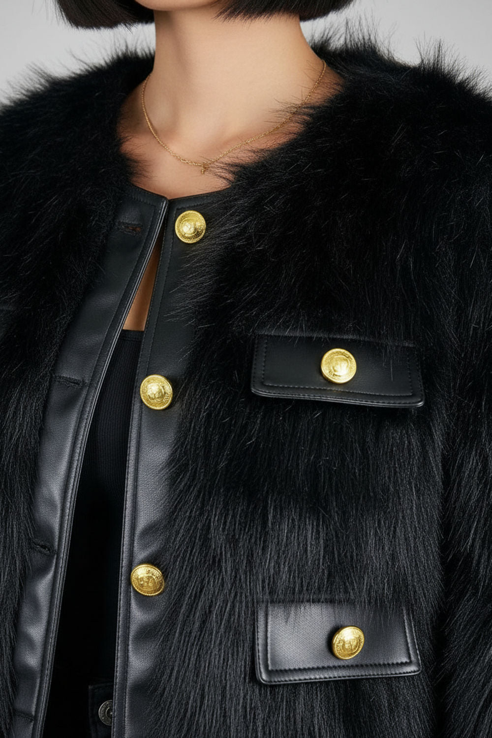 Carla Faux Fur Jacket in Black