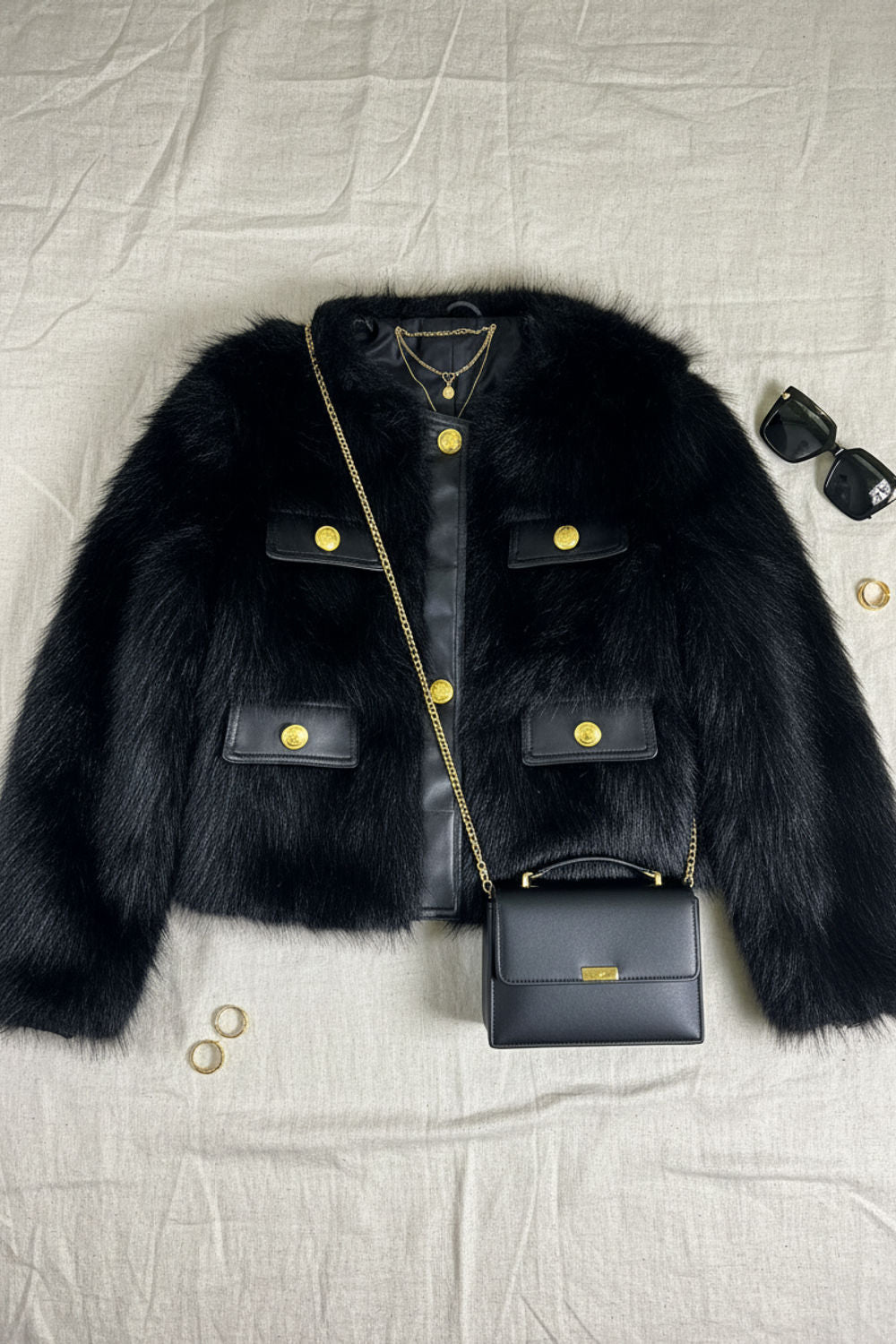 Carla Faux Fur Jacket in Black