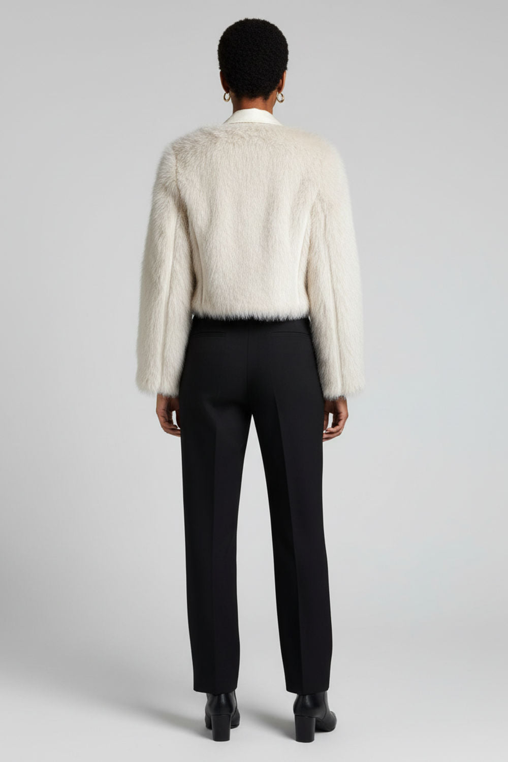 Carla Faux Fur Cropped Jacket in White