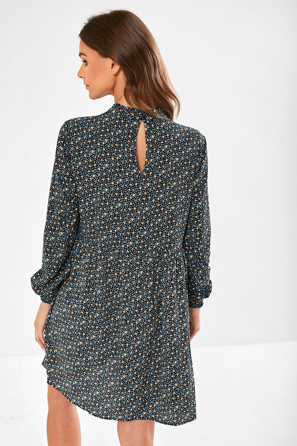 Piper Ditsy Print Dress in Black