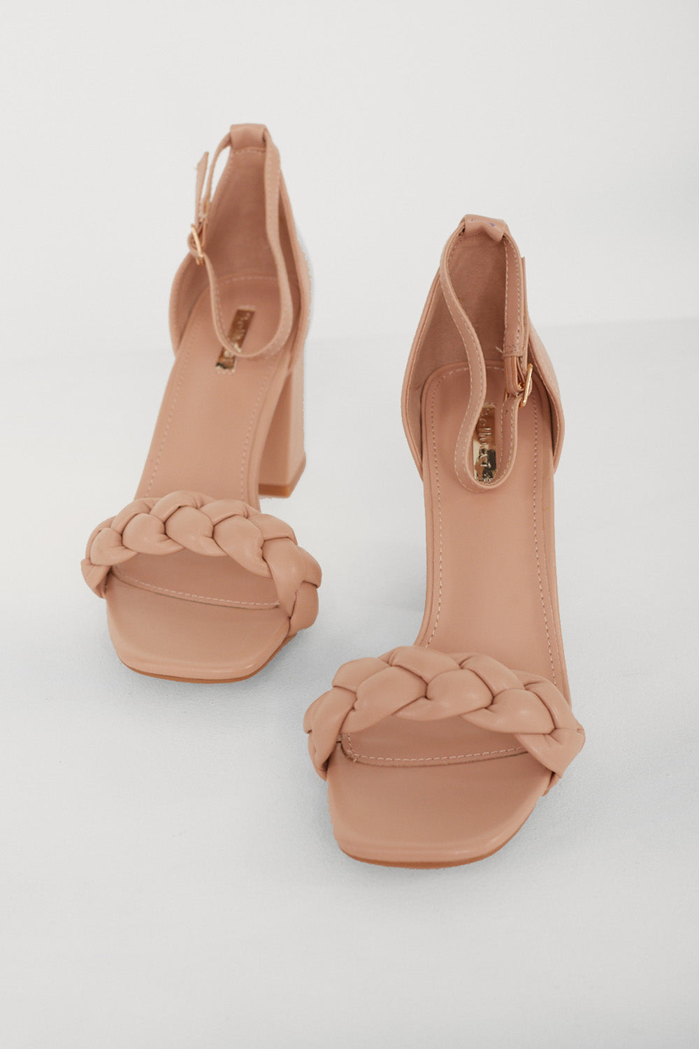 Poppy Plaited Heel Sandals in Nude