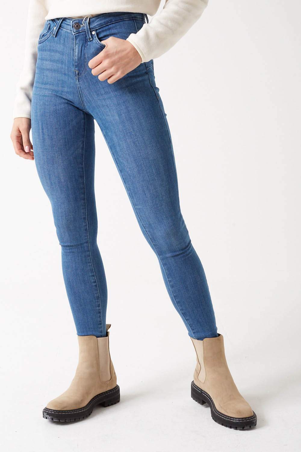 Power Mid Rise Skinny Jeans in Light Blue