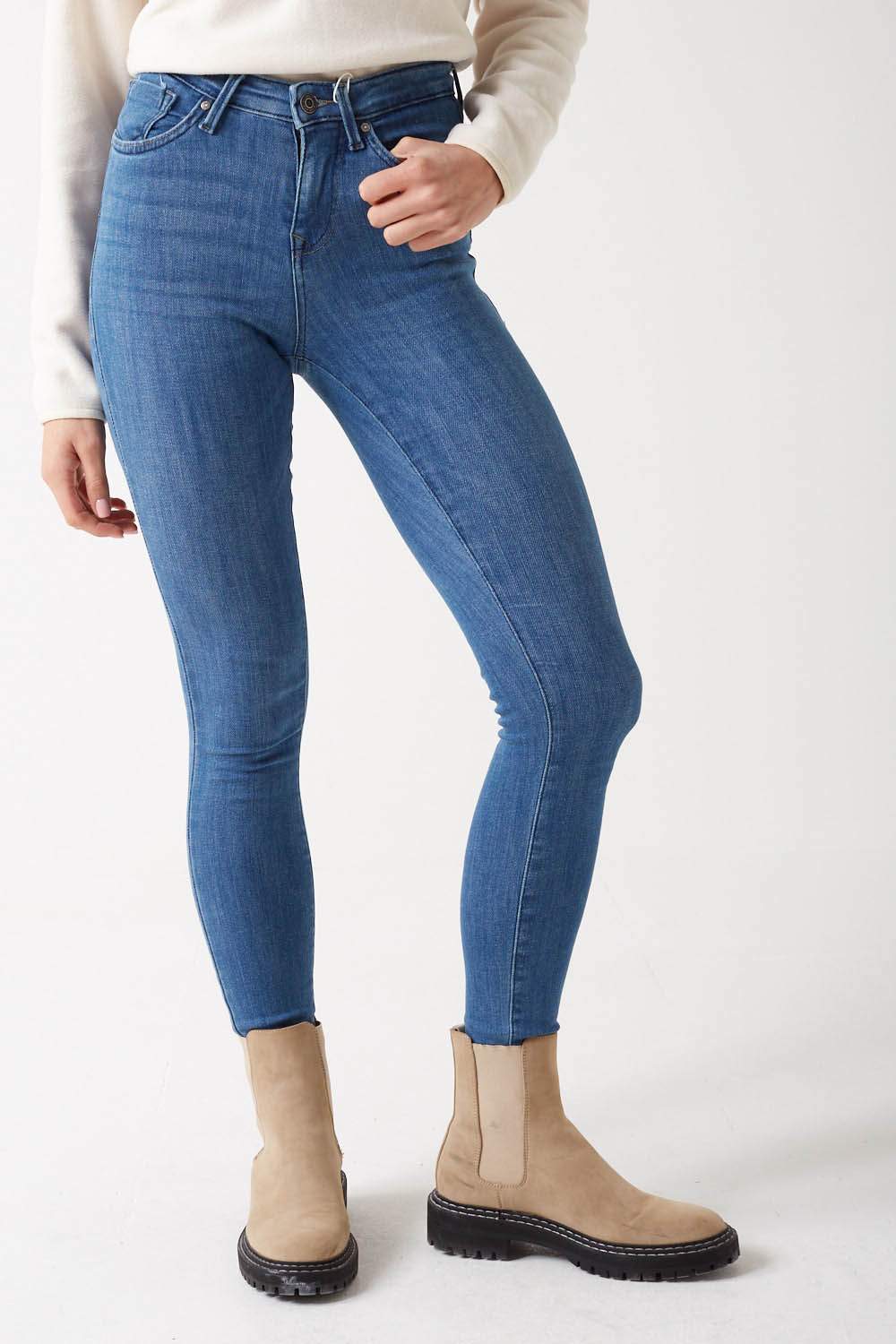 Power Mid Rise Skinny Jeans in Light Blue