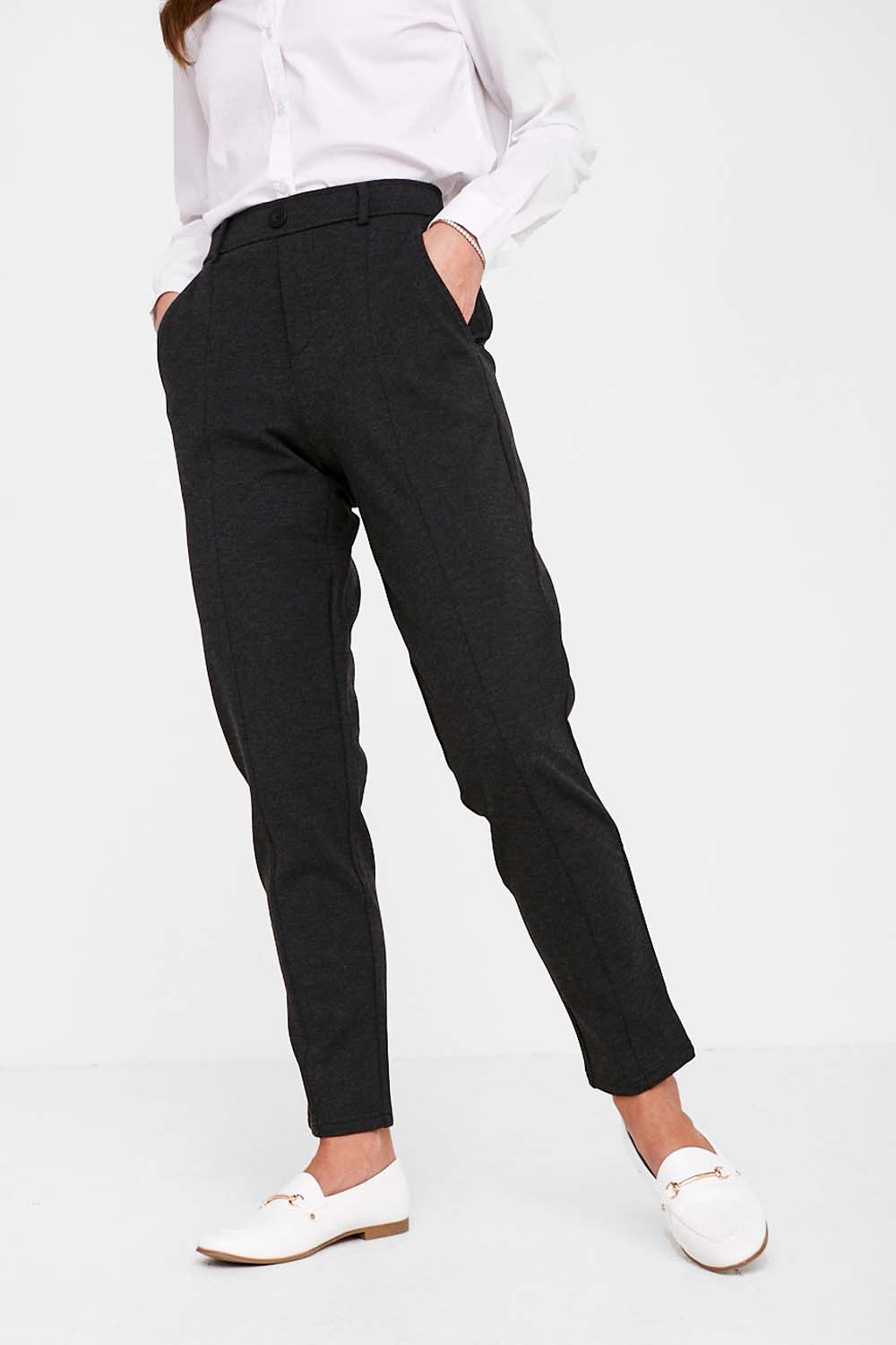 Regina Straight Leg Trousers in Dark Grey