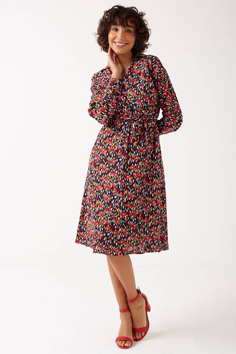 Renata Printed Midi Dress in Multi