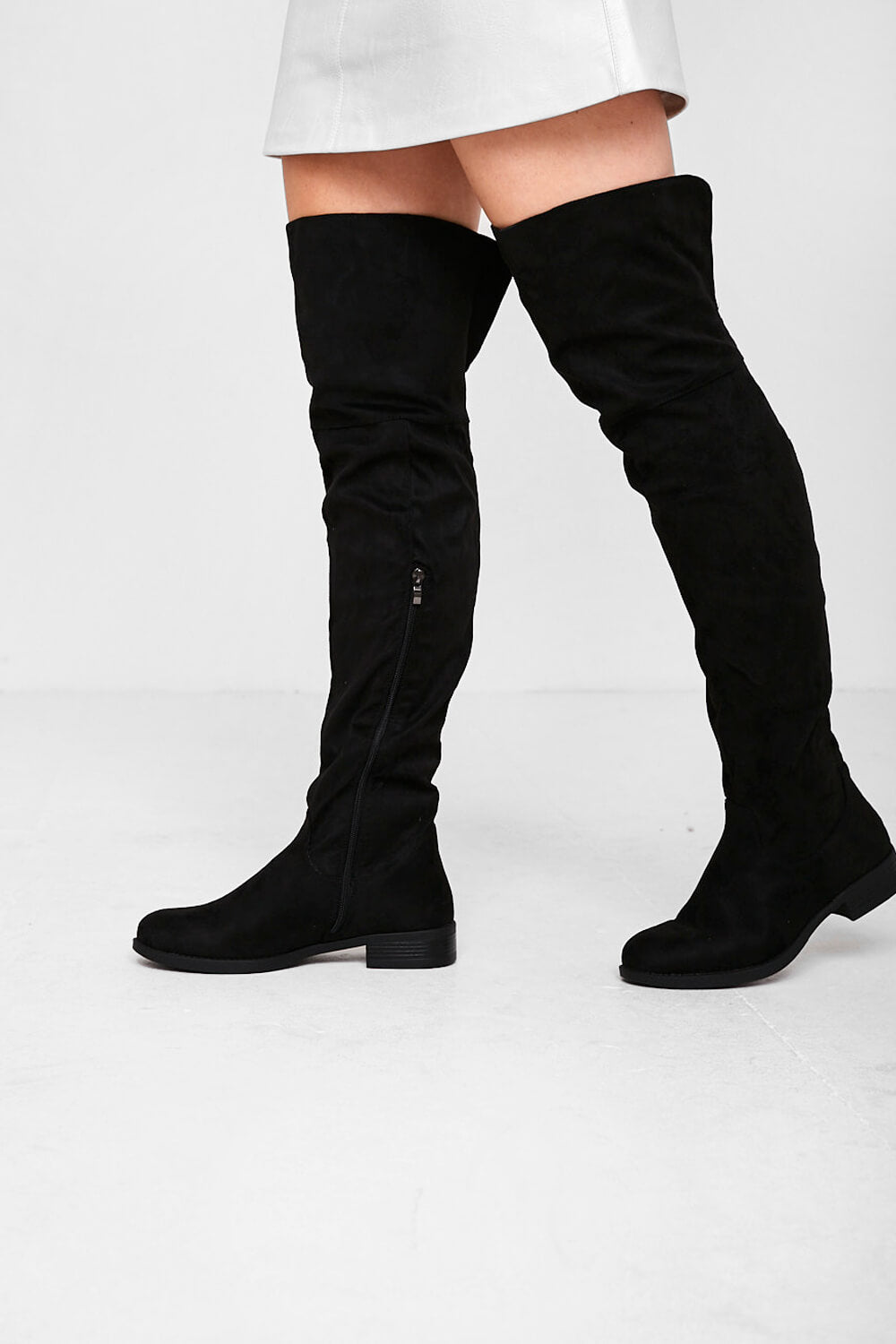 Ronald Over The Knee Suede Boots in Black