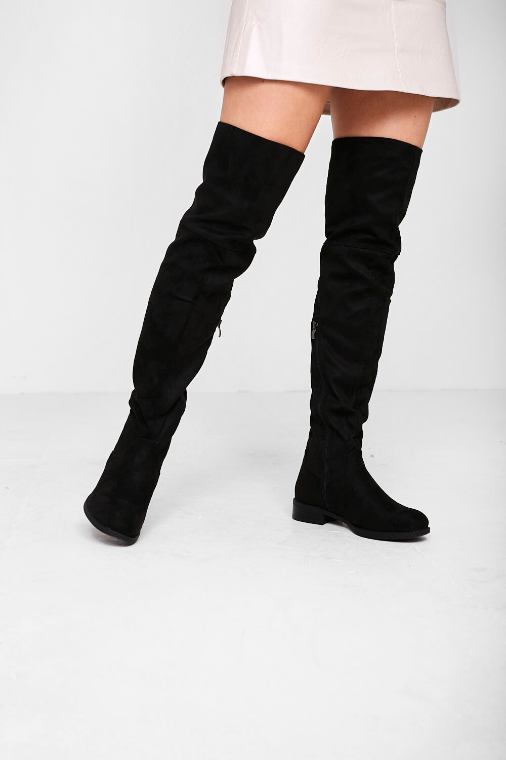Ronald Over The Knee Suede Boots in Black