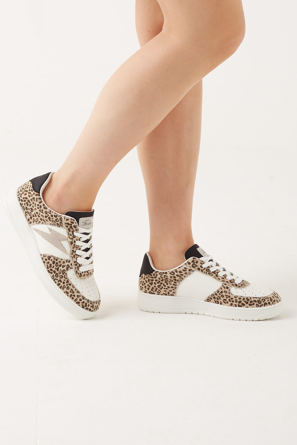 Saoirse Lightning Bolt Trainers in Leopard Print