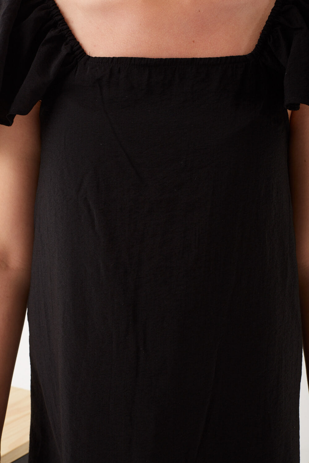 Sara Square Neck Summer Dress in Black