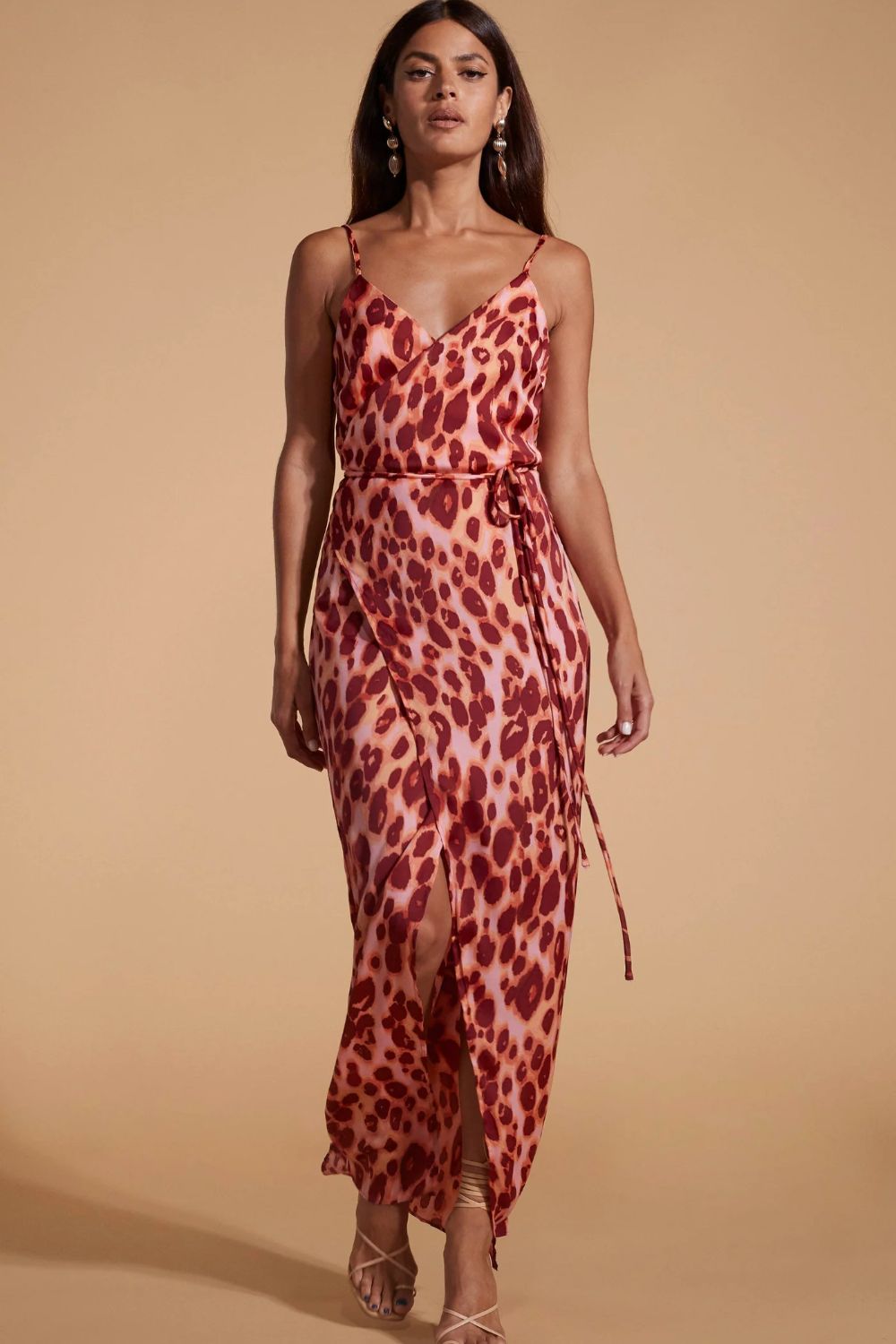Mariah Wrap Dress in Leopard Print