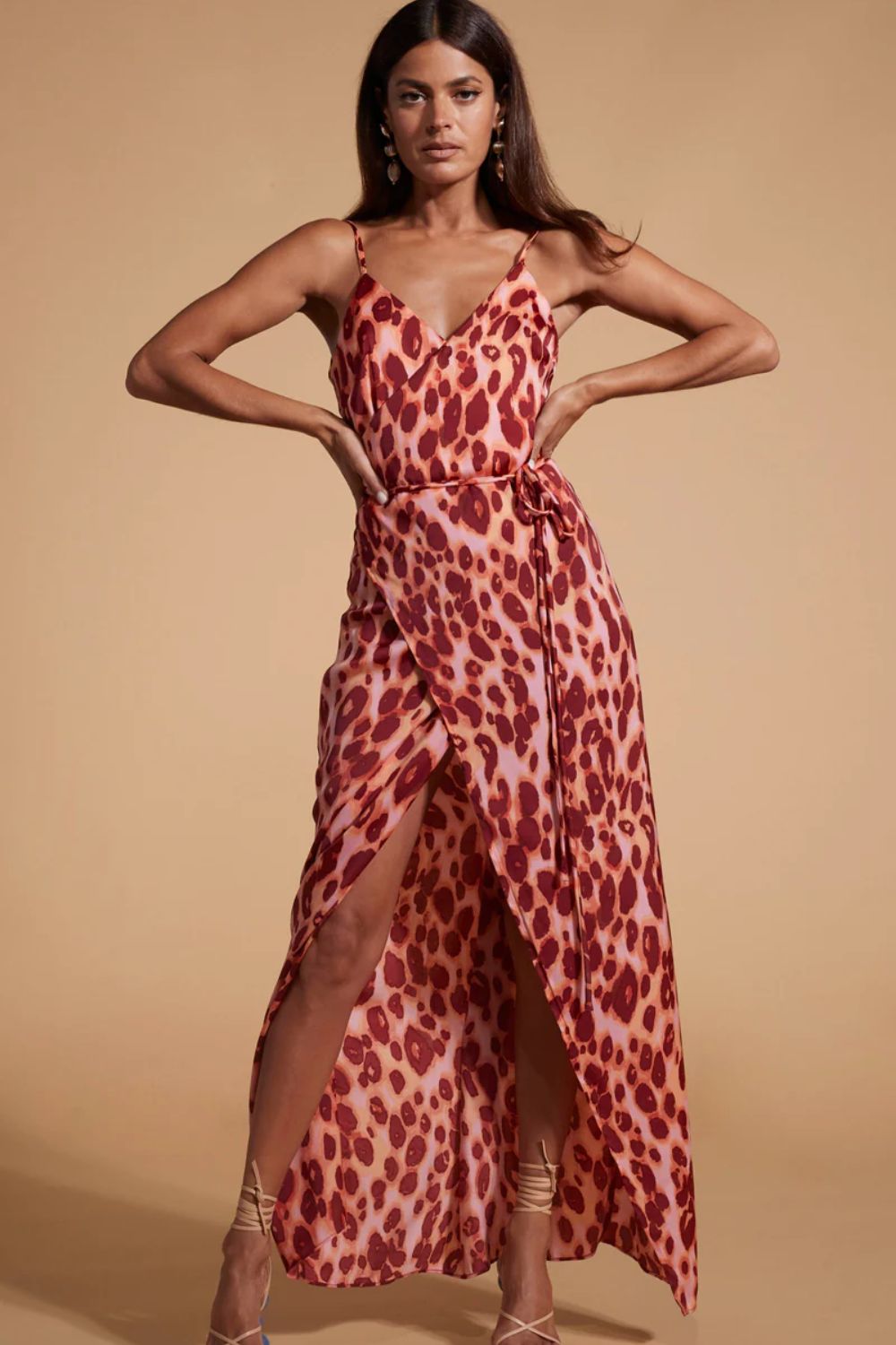 Mariah Wrap Dress in Leopard Print