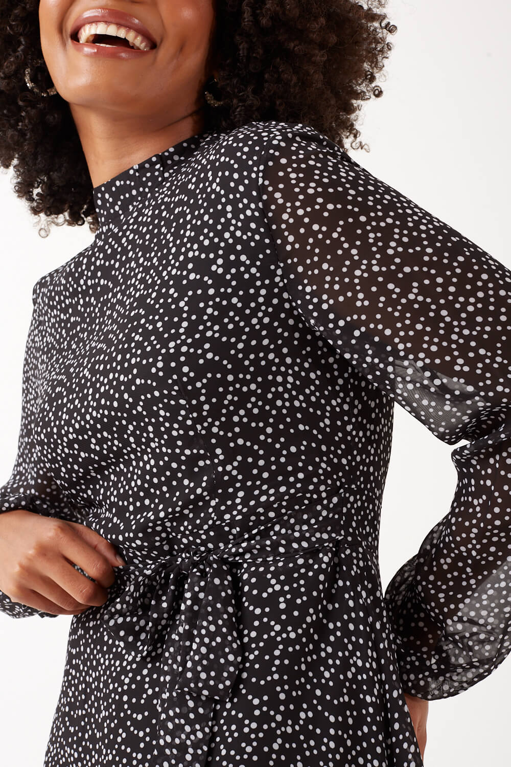 Savannah Spot Print Skater Dress in Black