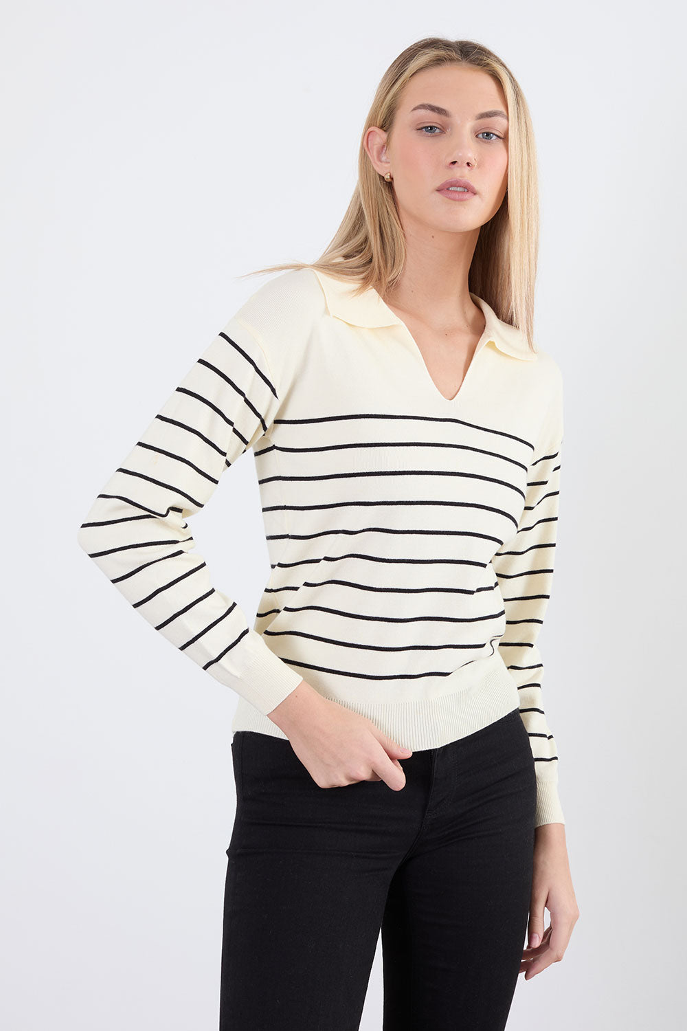 Bianca Knit Stripe Jumper In Cream