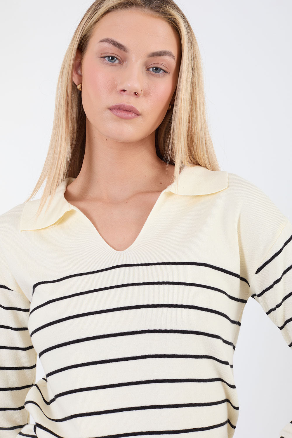 Bianca Knit Stripe Jumper In Cream
