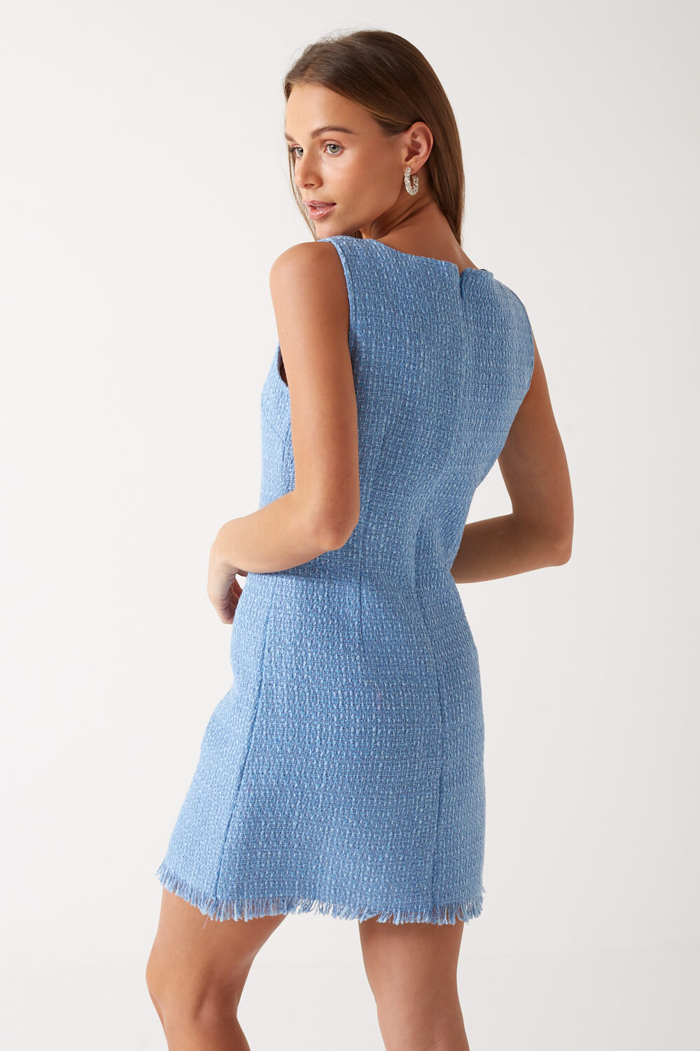 Sierra Tweed Dress in Blue