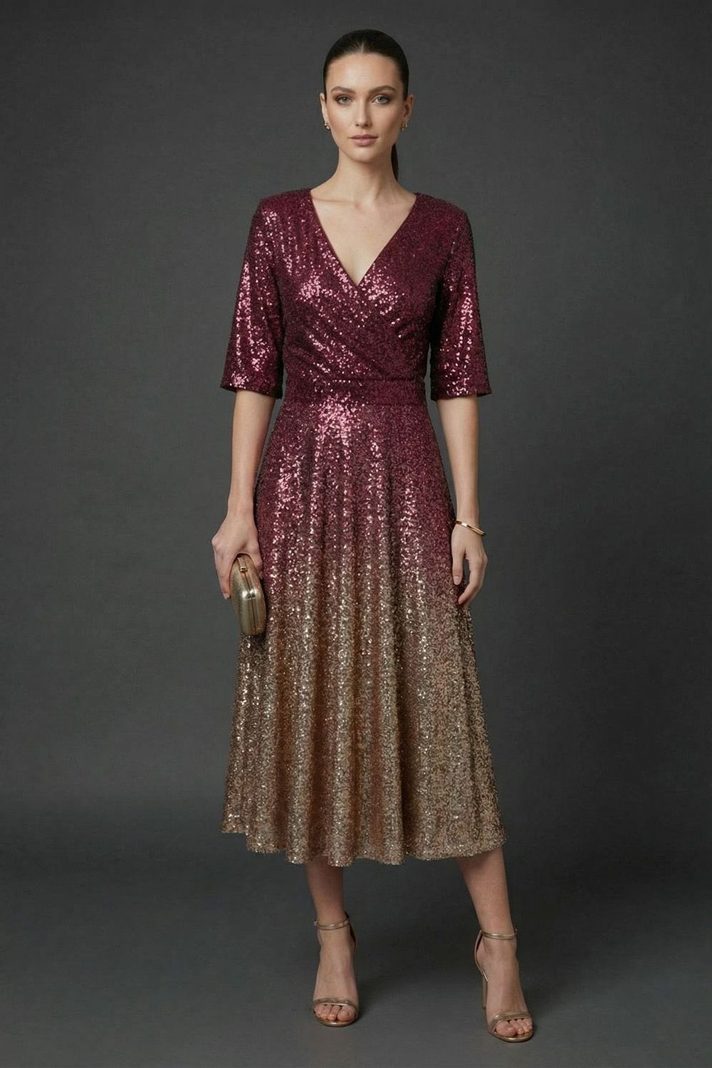 Sofia Sequin Dress in Berry