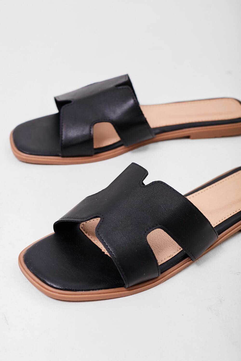 Lolly Slider Sandal in Black