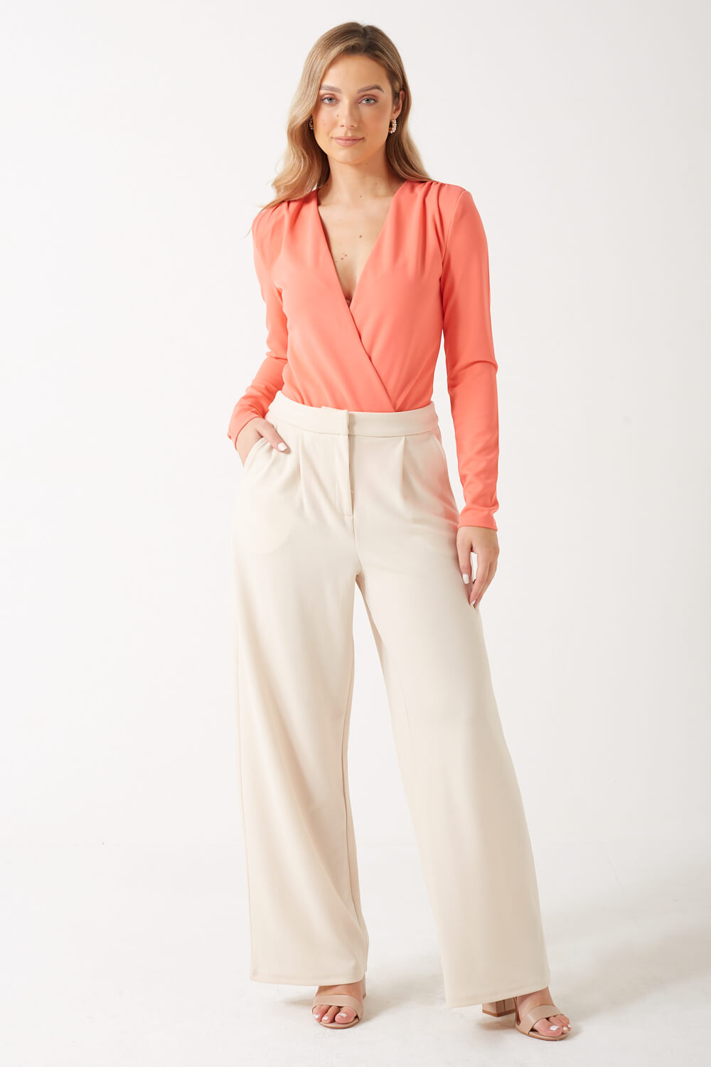 Smile Wrap Bodysuit in Coral