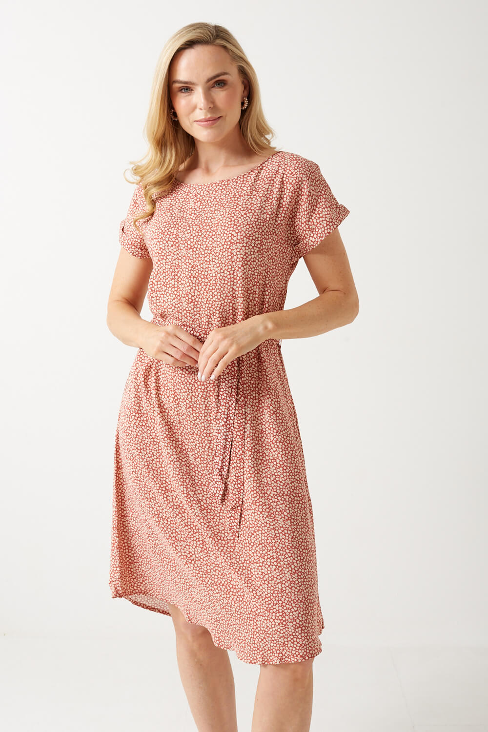 Starr Printed Midi Dress in Rust