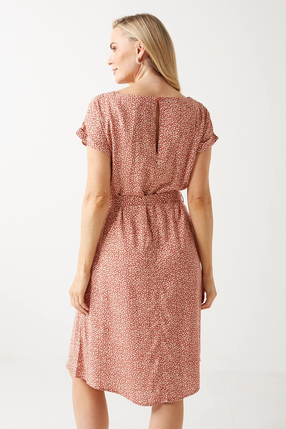Starr Printed Midi Dress in Rust