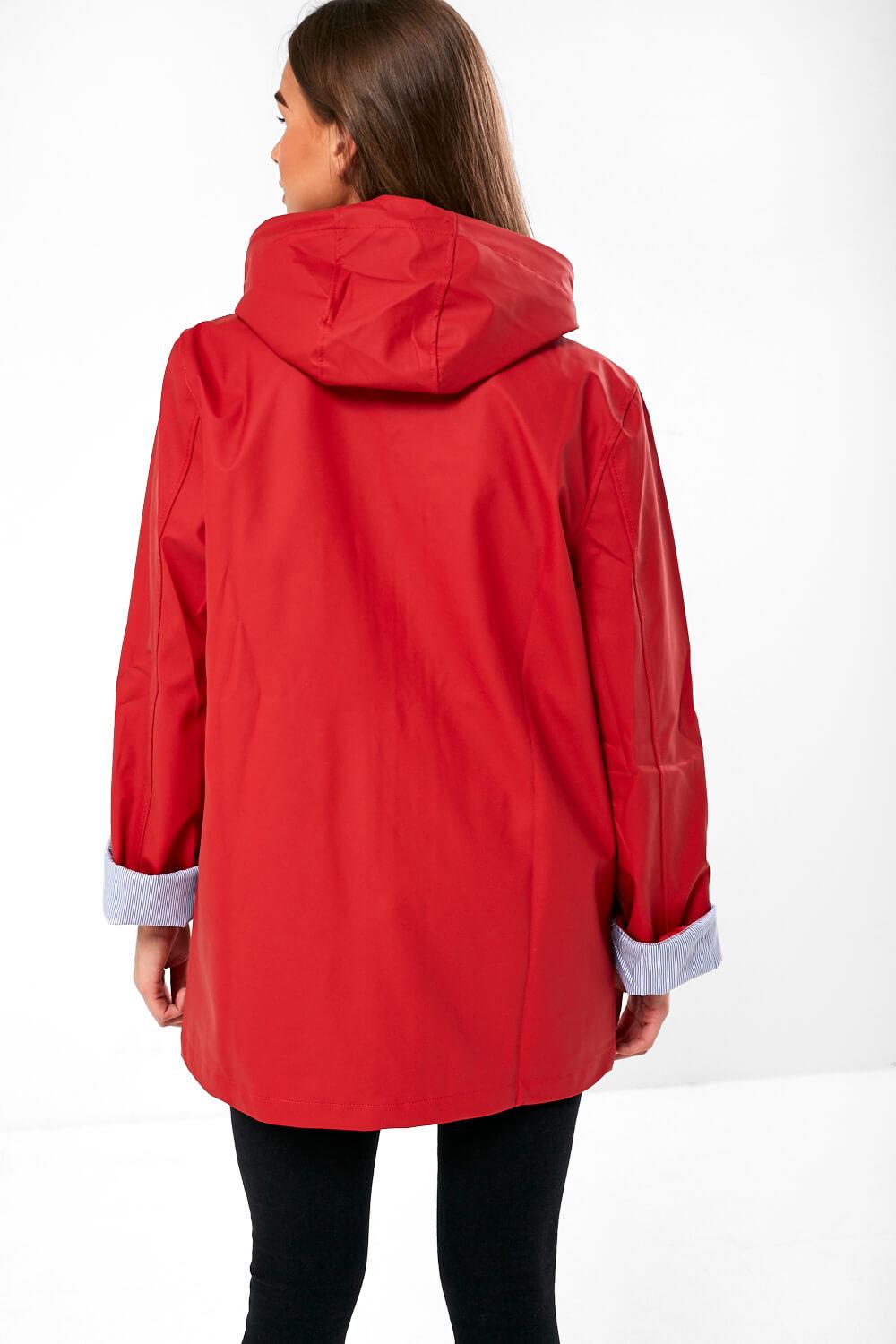 Lilly Stripe Lined Raincoat in Red
