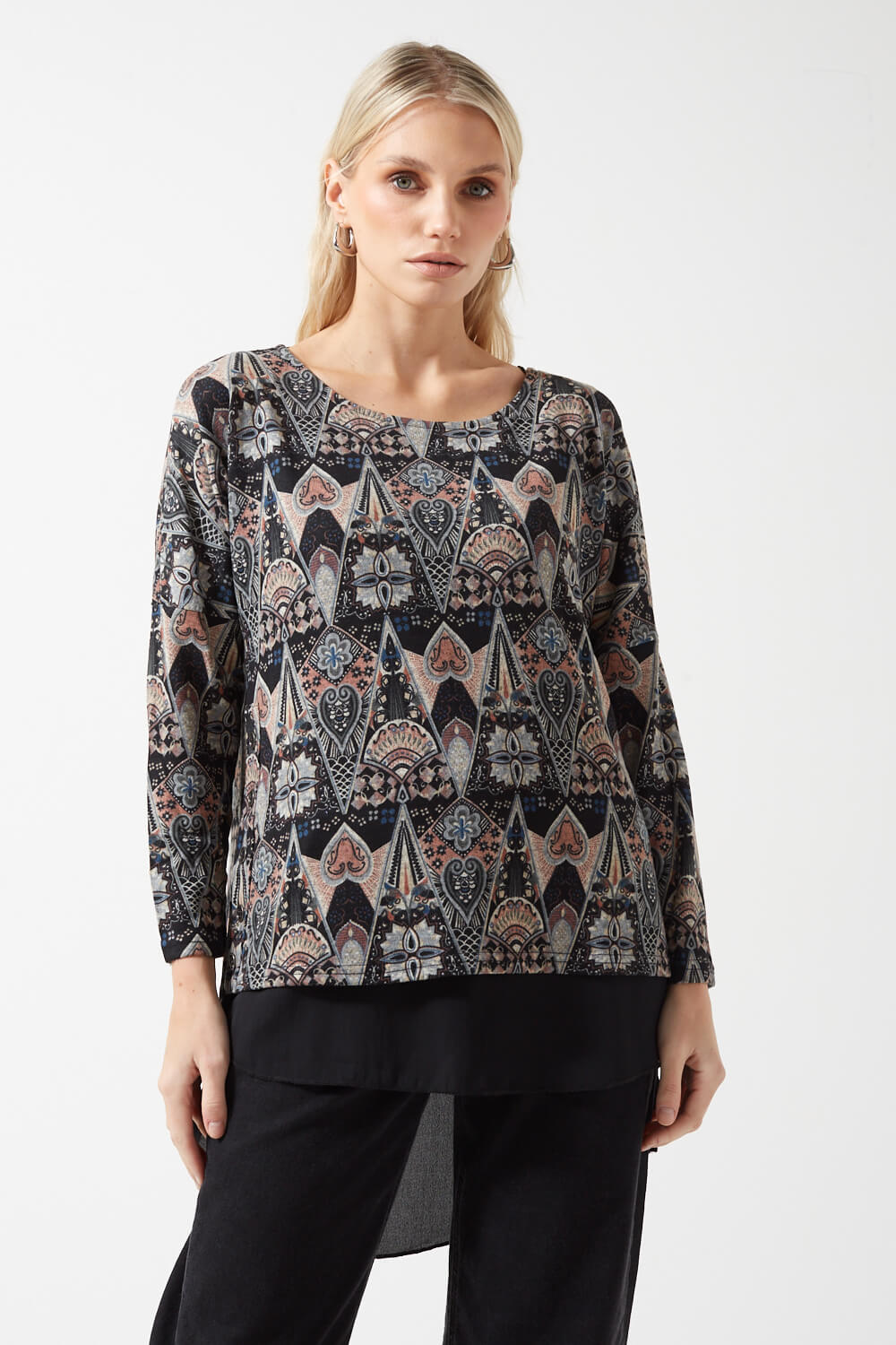 Claudia Abstract Print Tunic in Black