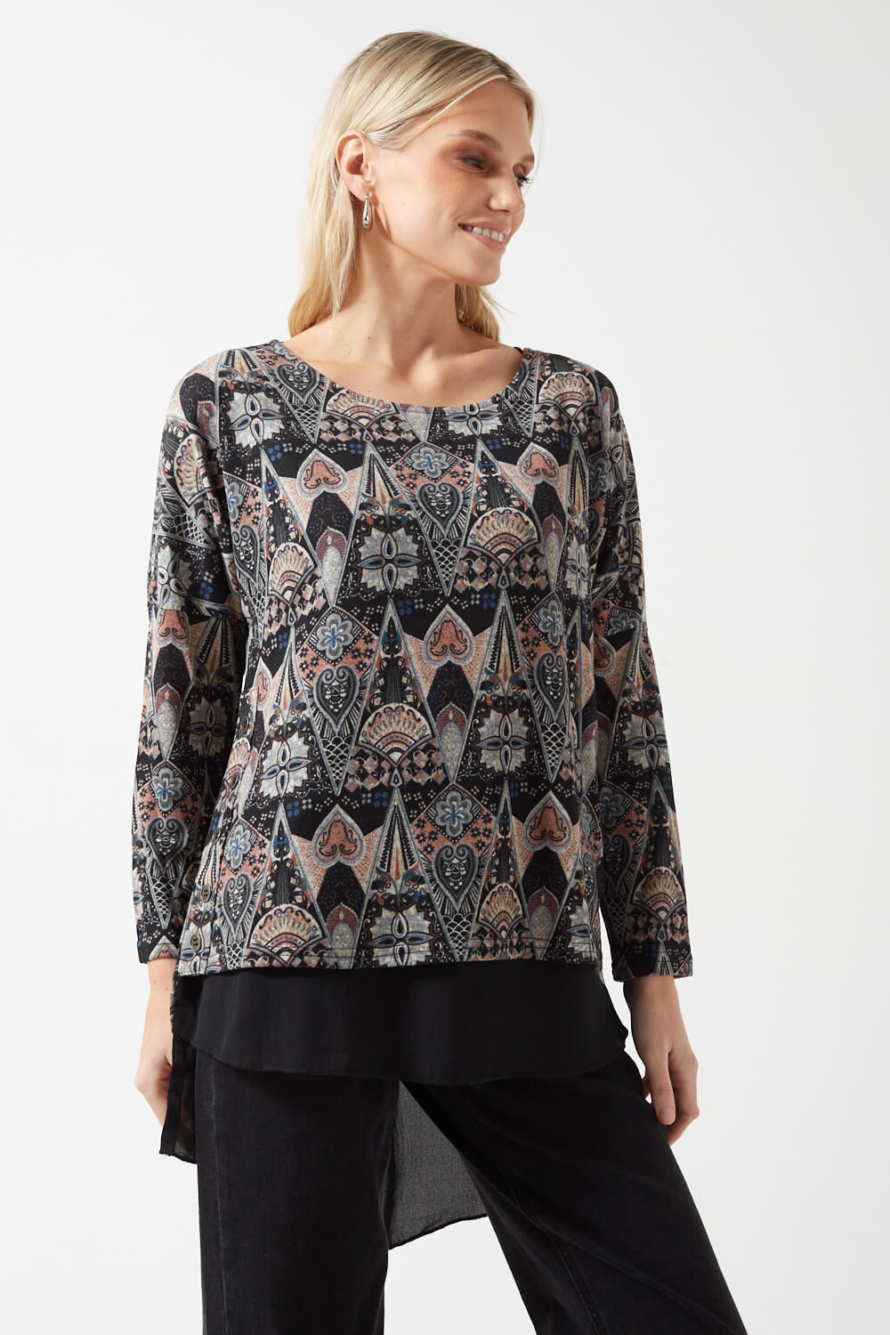 Claudia Abstract Print Tunic in Black