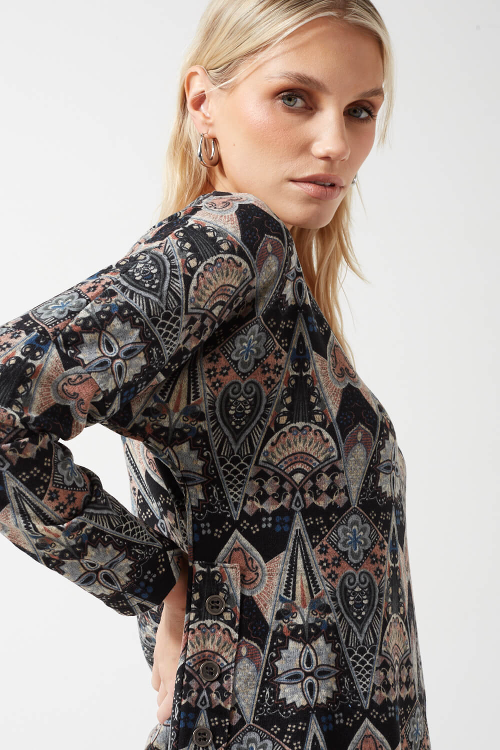 Claudia Abstract Print Tunic in Black