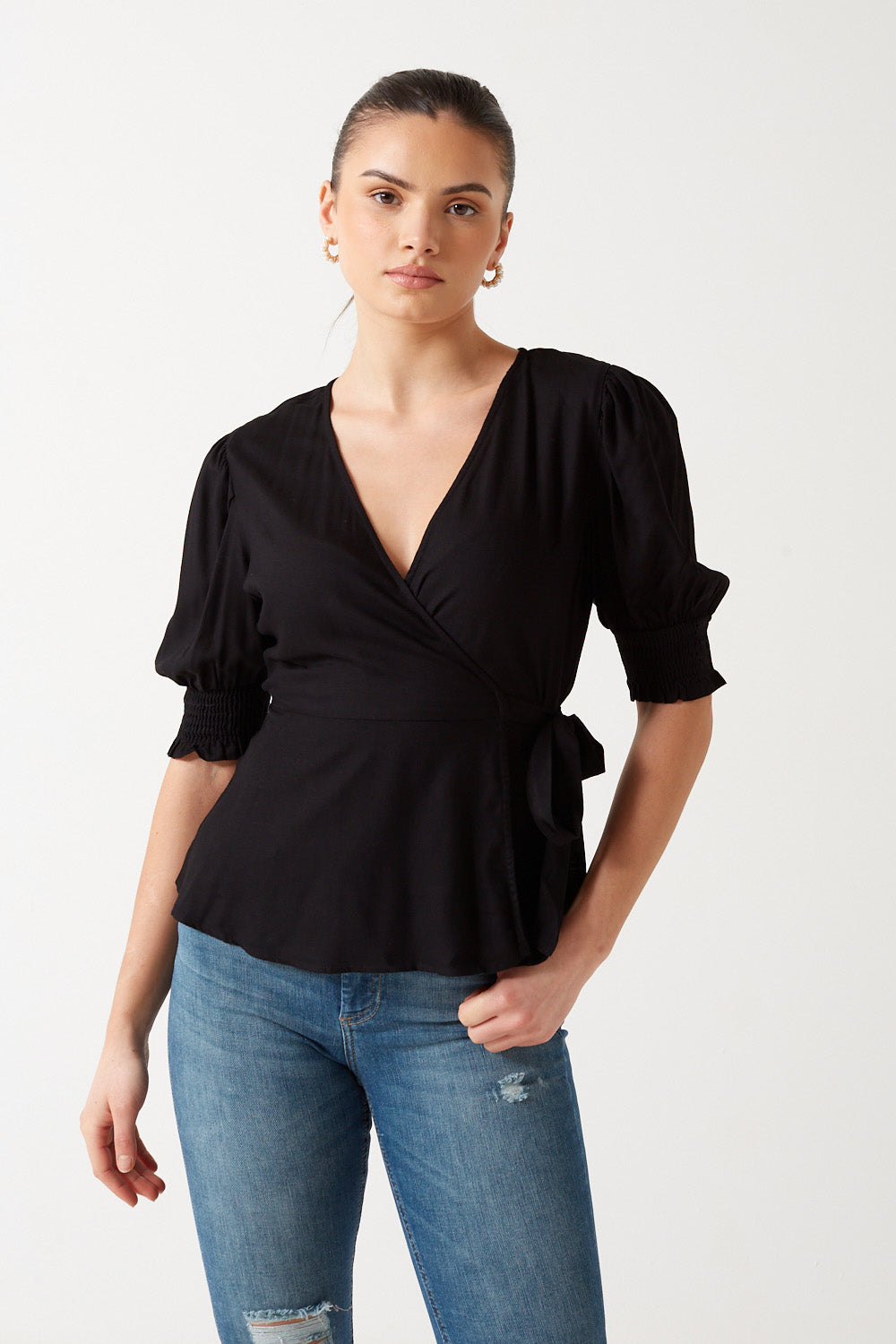 Tala Wrap Top in Black