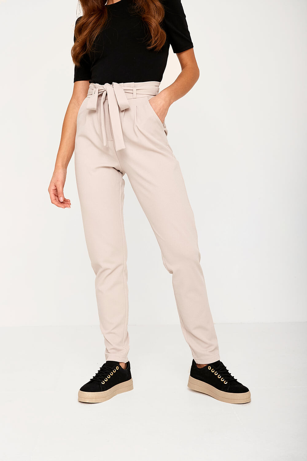 Tanja High Waist Pants in Stone