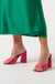 Tanya Square Toe Satin Mule Heel in Pink