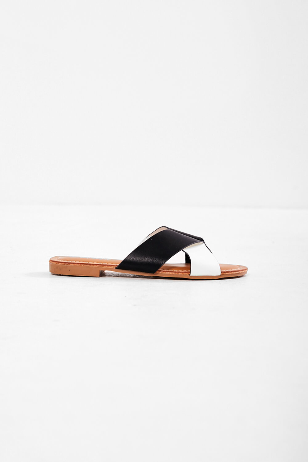 Taylor Slider Sandals in White and Black