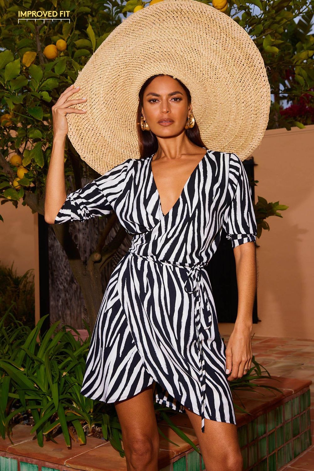Marley Mini Dress In Monochrome Zebra Print in Black and White