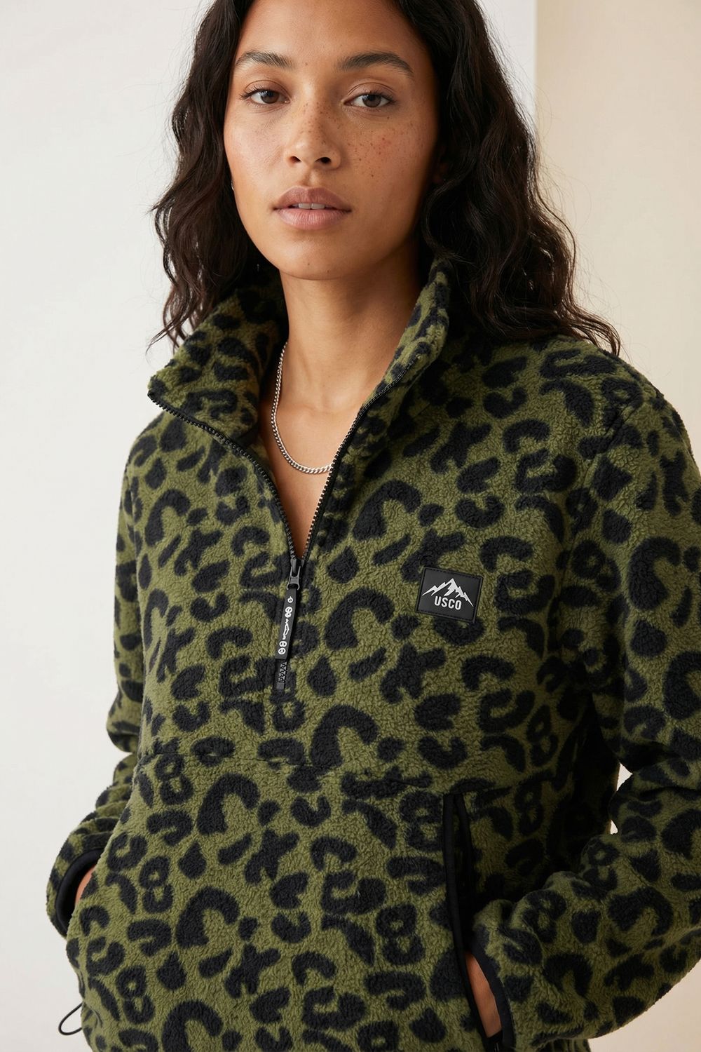 The Nexus Fleece in Green Leopard