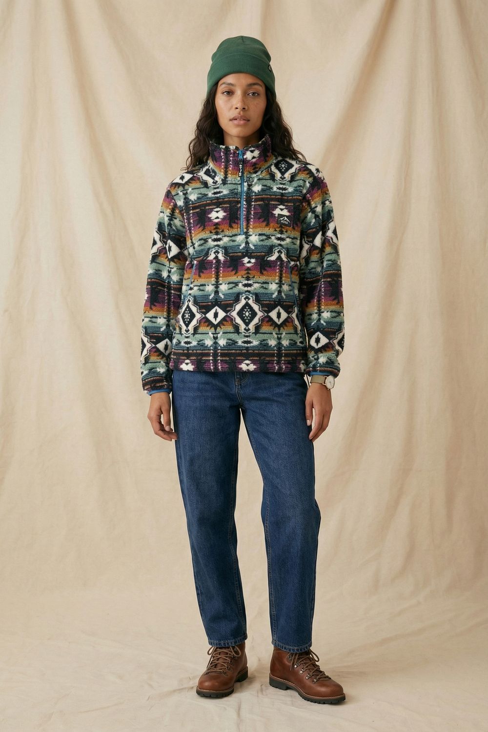 The Nexus Sherpa Fleece Pullover in Multi Aztec