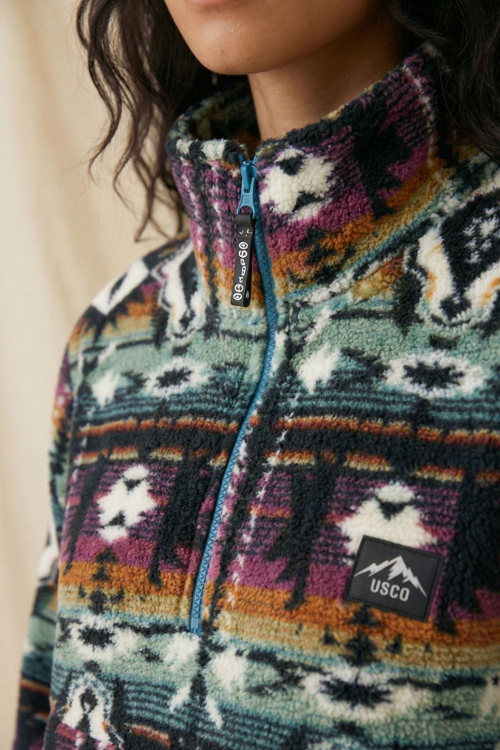 The Nexus Sherpa Fleece Pullover in Multi Aztec