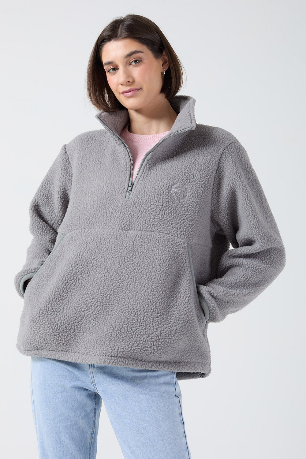 Molly Zip Front Fleece in Grey
