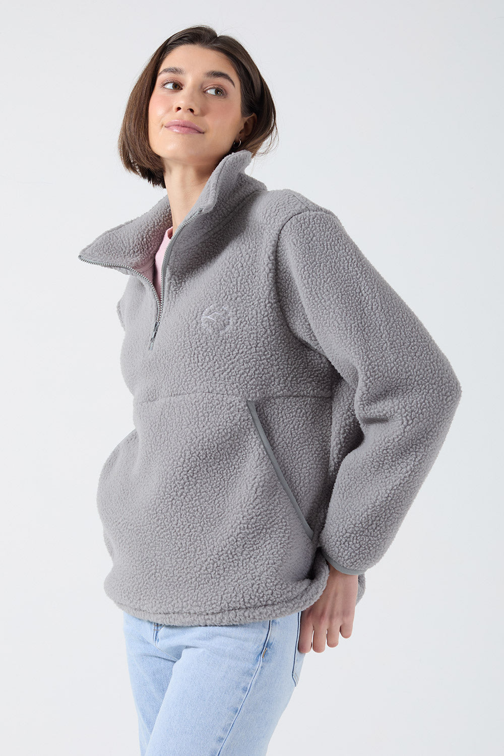 Molly Zip Front Fleece in Grey