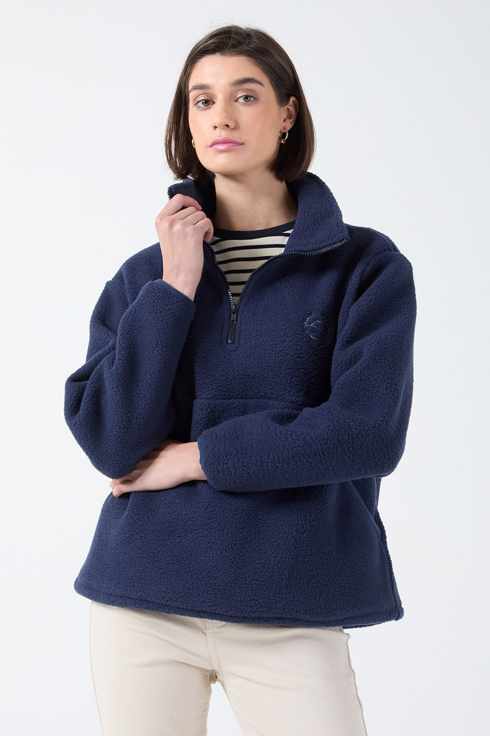 Molly Zip Front Fleece in Navy