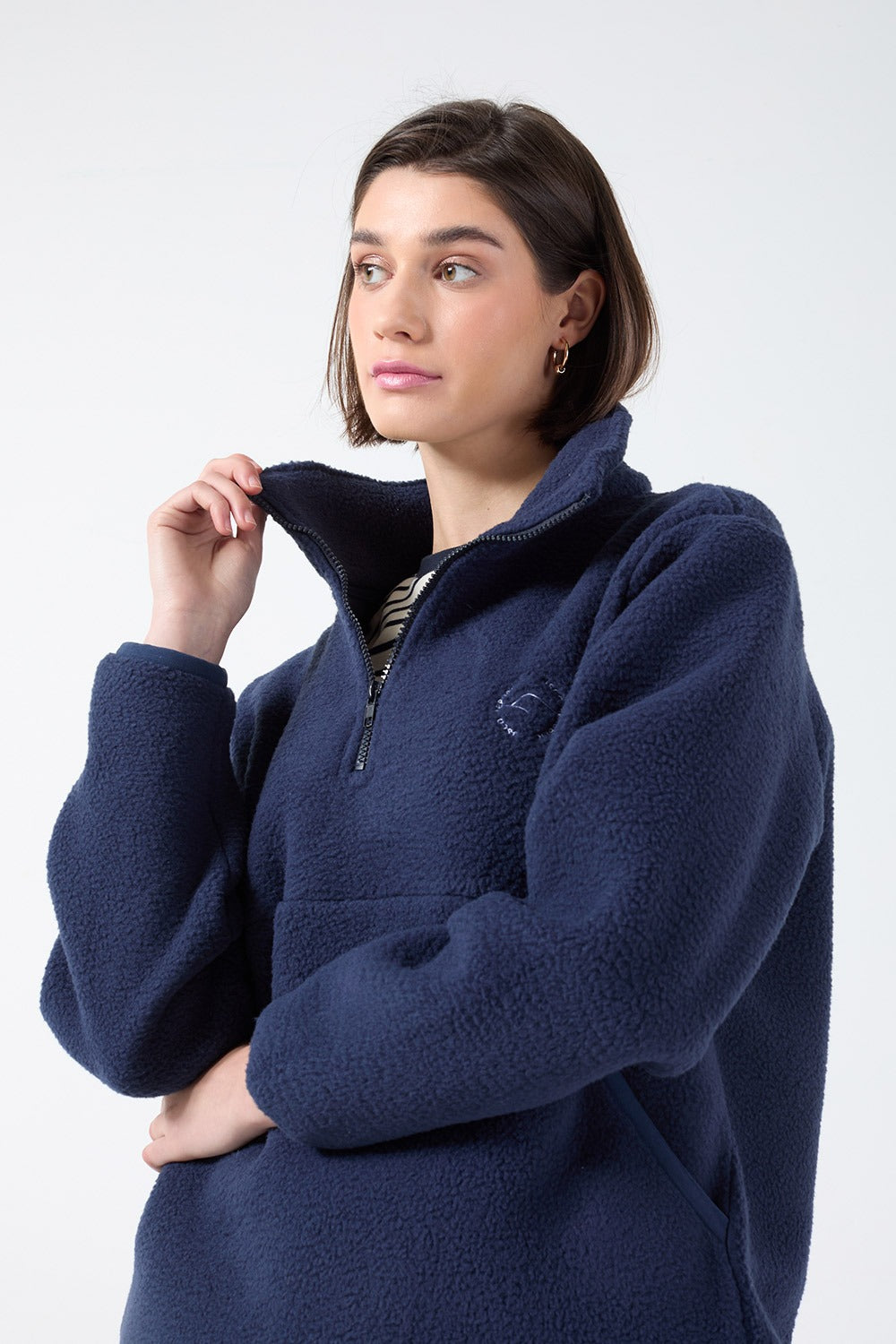 Molly Zip Front Fleece in Navy