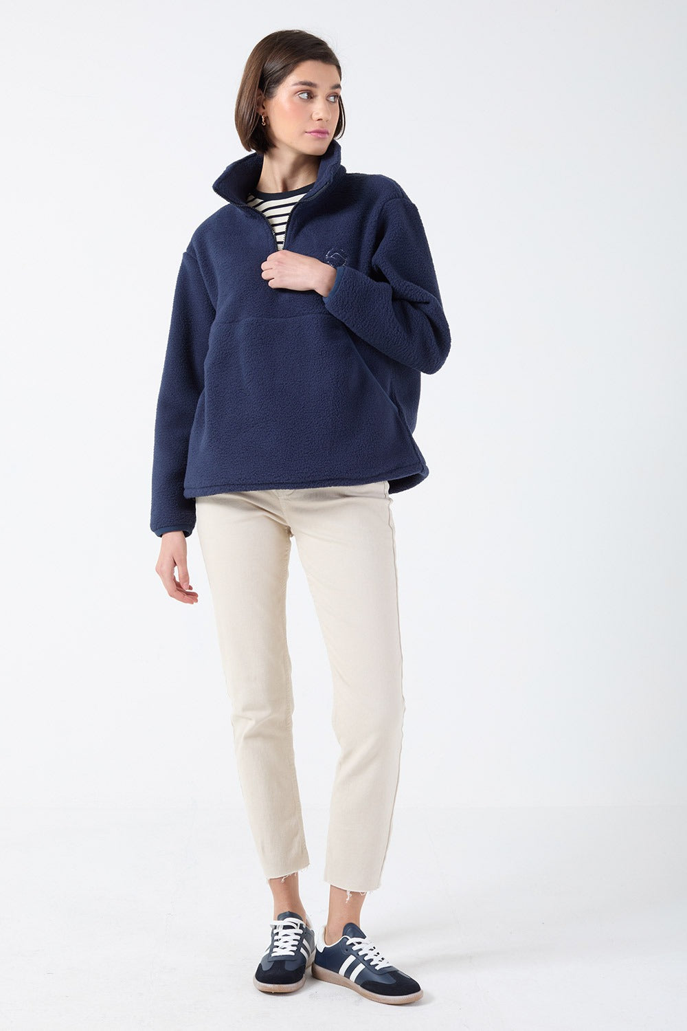 Molly Zip Front Fleece in Navy